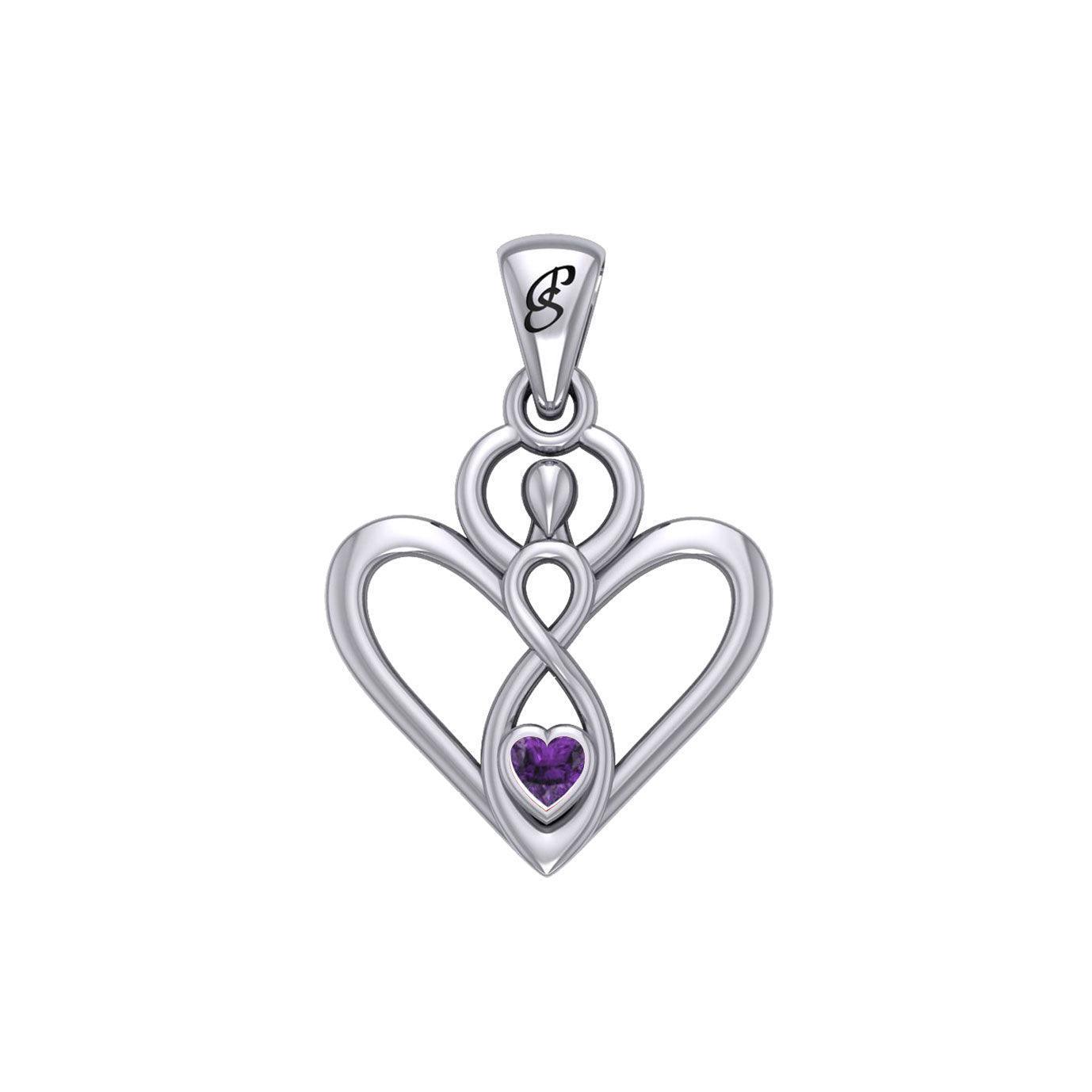 Gemstone Elegance Eternal Goddess Love Sterling Silver Immortal Love Pendant by Peter Stone TPD6204