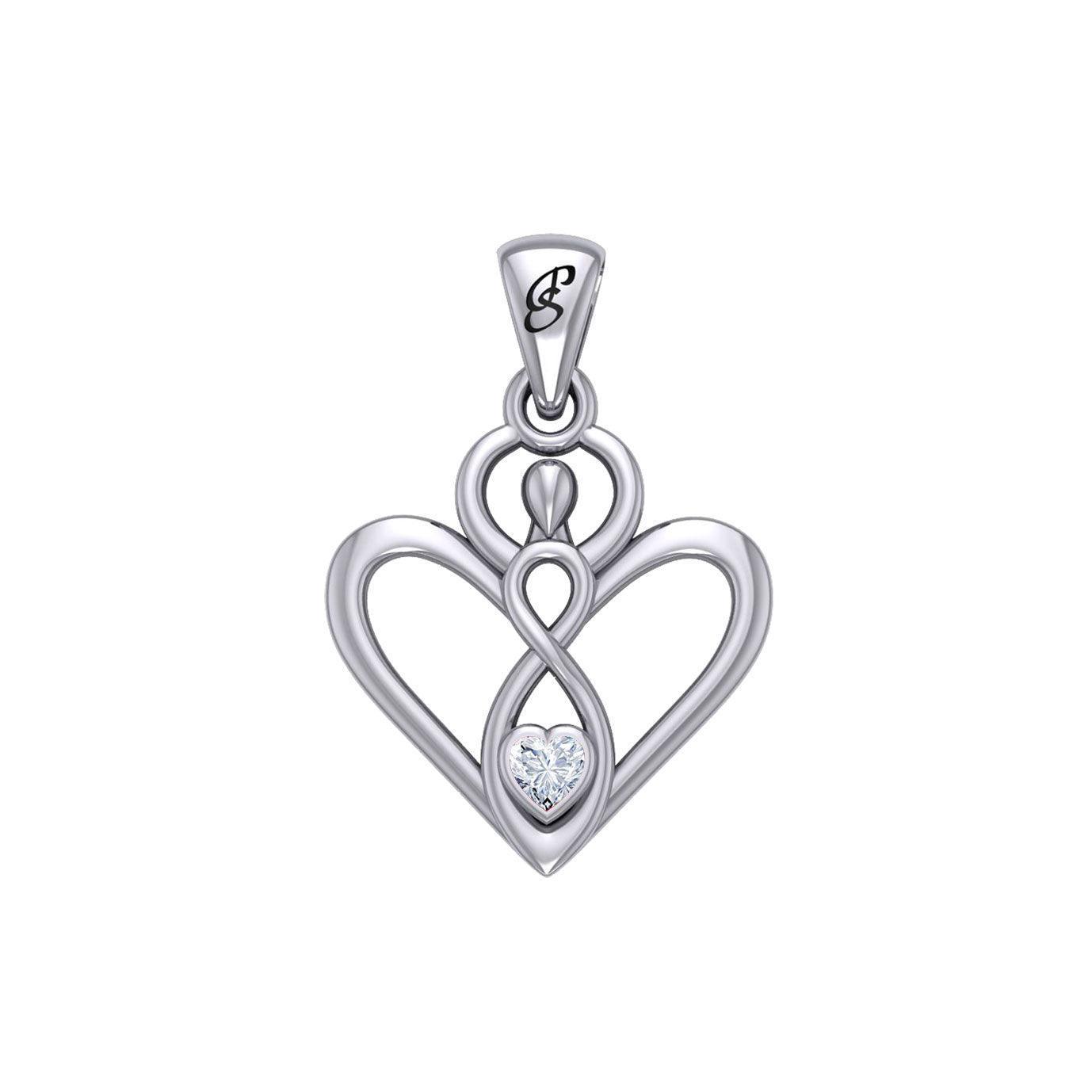 Gemstone Elegance Eternal Goddess Love Sterling Silver Immortal Love Pendant by Peter Stone TPD6204