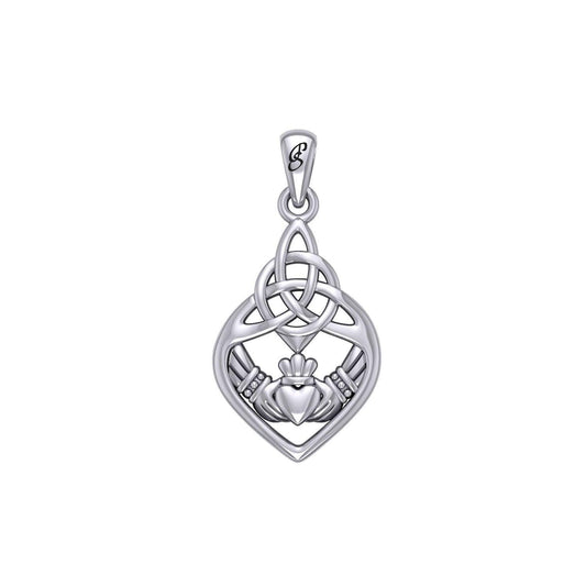 Celtic Claddagh Triquetra Heart Sterling Silver Pendant - Symbol of Eternal Love by Peter Stone Jewelry TPD6205 - peterstone.dropshipping