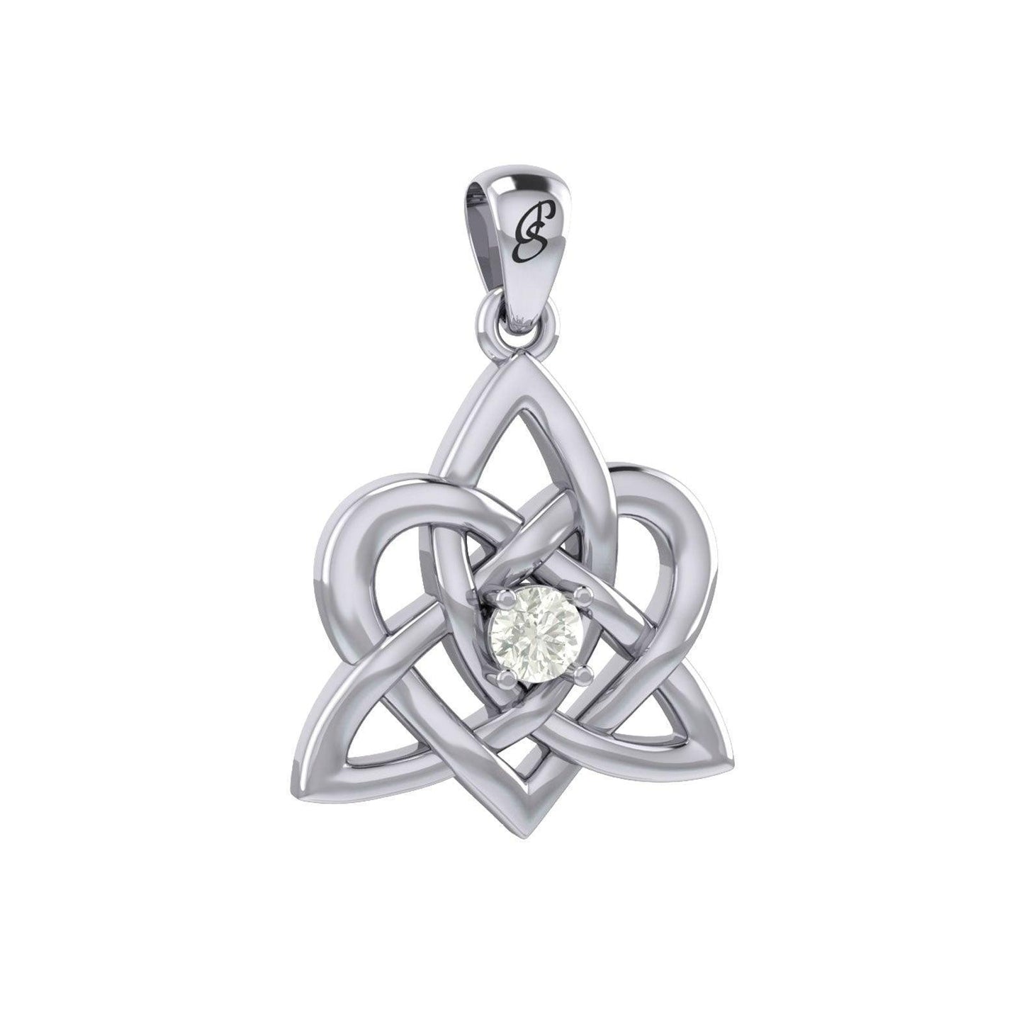 Peter Stone Jewelry: Sterling Silver Triquetra Celtic Heart Pendant with Gemstone – A Meaningful and Elegant Symbolic Necklace for Timeless Beauty TPD6207 - Wholesale Jewelry