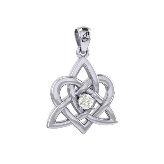 Peter Stone Jewelry: Sterling Silver Triquetra Celtic Heart Pendant with Gemstone – A Meaningful and Elegant Symbolic Necklace for Timeless Beauty TPD6207 - Wholesale Jewelry