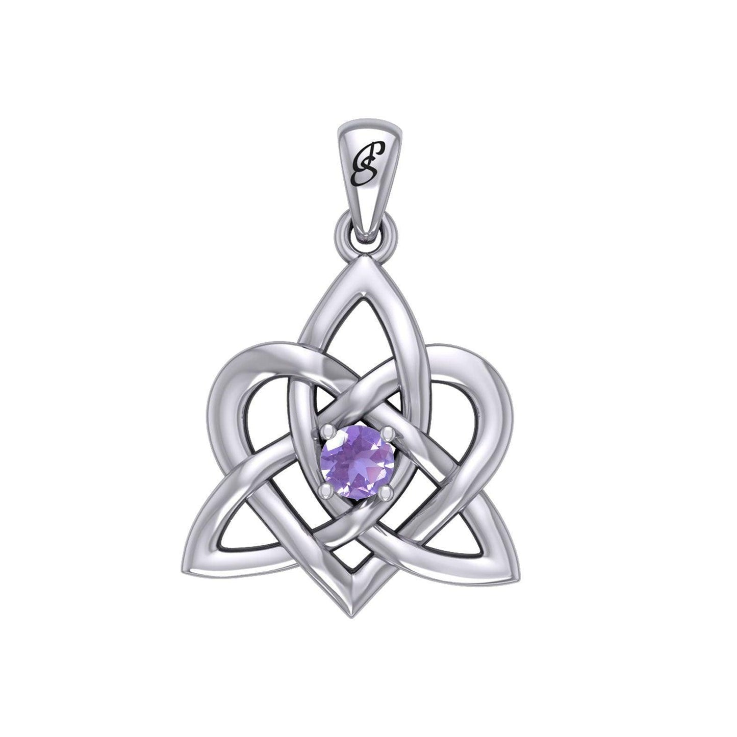 Peter Stone Jewelry: Sterling Silver Triquetra Celtic Heart Pendant with Gemstone – A Meaningful and Elegant Symbolic Necklace for Timeless Beauty TPD6207 - Wholesale Jewelry