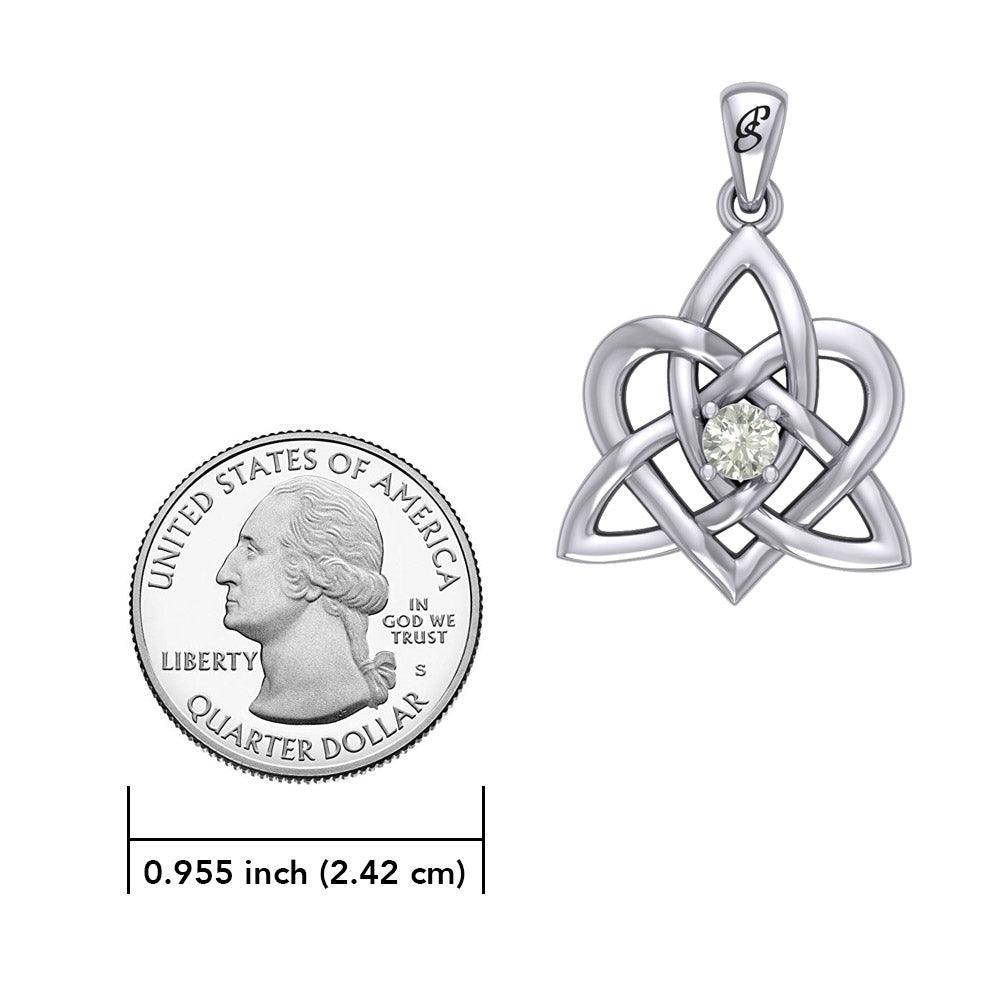 Peter Stone Jewelry: Sterling Silver Triquetra Celtic Heart Pendant with Gemstone – A Meaningful and Elegant Symbolic Necklace for Timeless Beauty TPD6207 - Wholesale Jewelry
