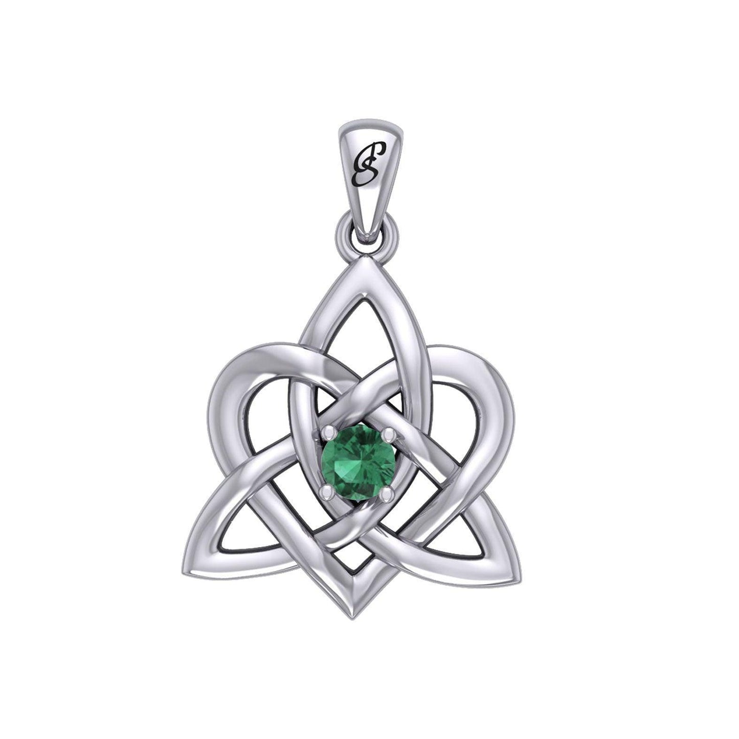 Peter Stone Jewelry: Sterling Silver Triquetra Celtic Heart Pendant with Gemstone – A Meaningful and Elegant Symbolic Necklace for Timeless Beauty TPD6207 - Wholesale Jewelry