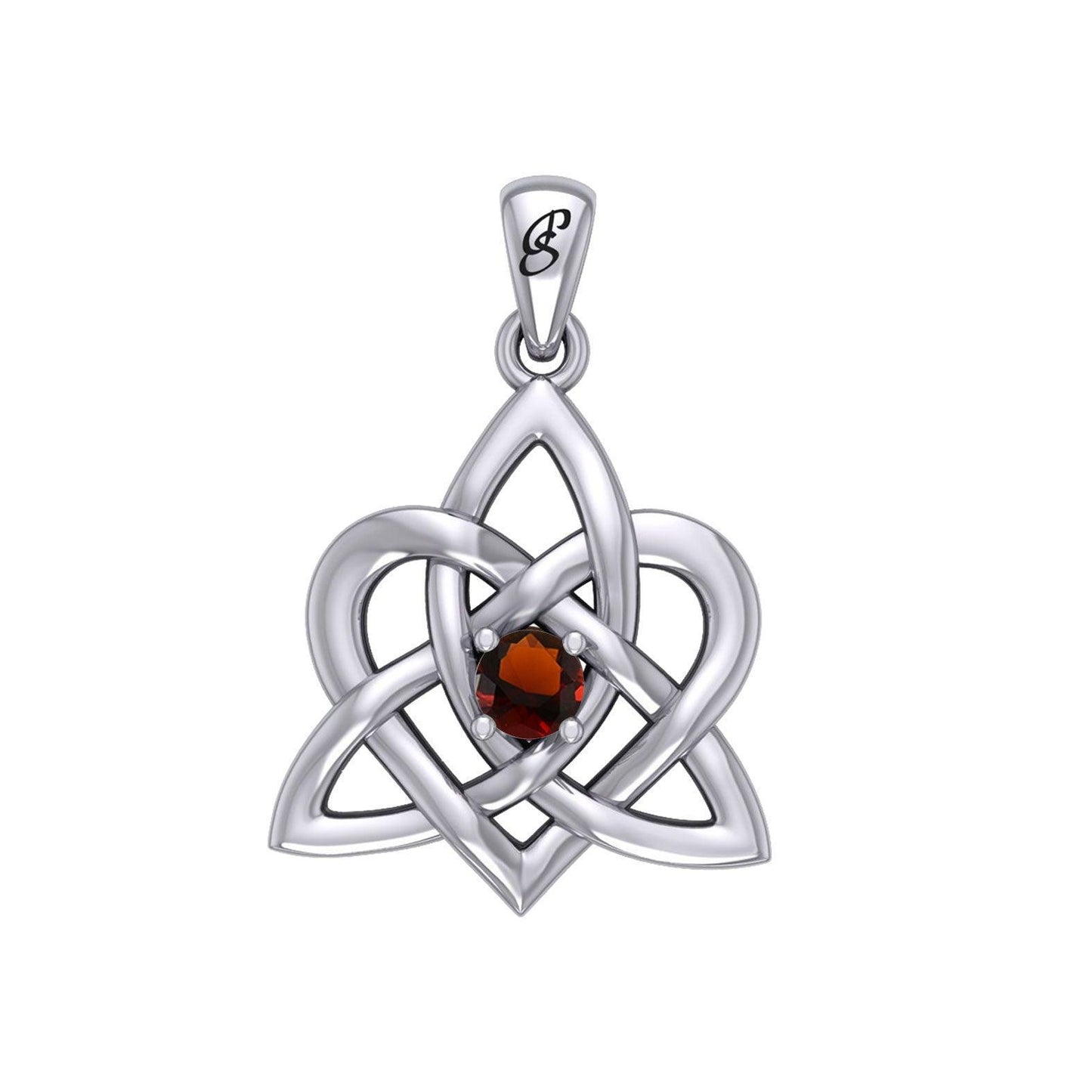 Peter Stone Jewelry: Sterling Silver Triquetra Celtic Heart Pendant with Gemstone – A Meaningful and Elegant Symbolic Necklace for Timeless Beauty TPD6207 - Wholesale Jewelry