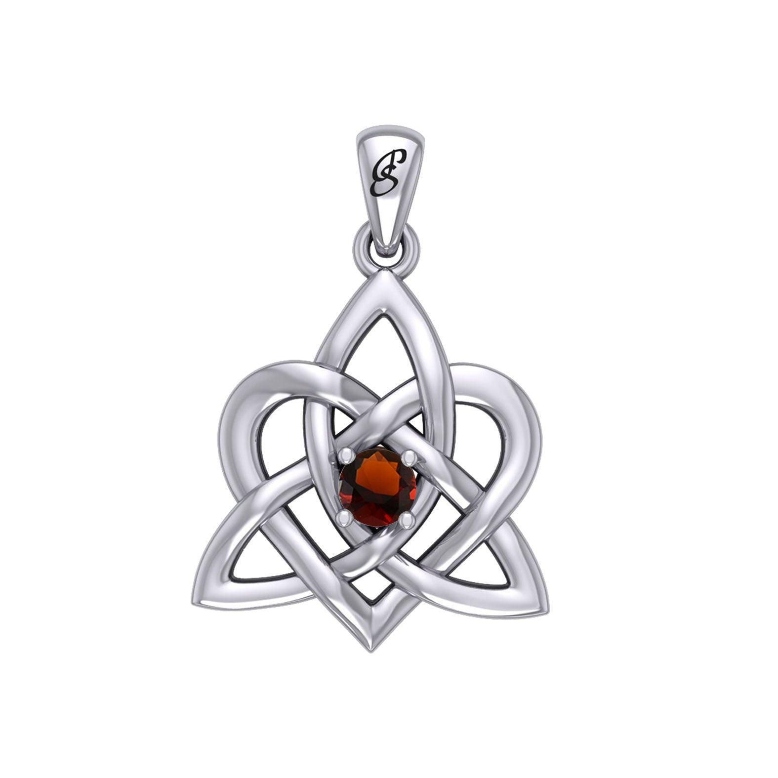 Peter Stone Jewelry: Sterling Silver Triquetra Celtic Heart Pendant with Gemstone – A Meaningful and Elegant Symbolic Necklace for Timeless Beauty TPD6207 - Wholesale Jewelry