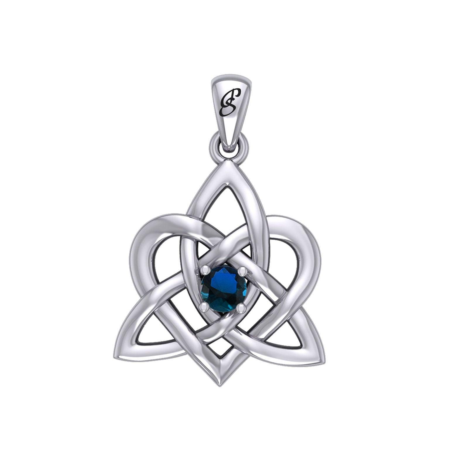 Peter Stone Jewelry: Sterling Silver Triquetra Celtic Heart Pendant with Gemstone – A Meaningful and Elegant Symbolic Necklace for Timeless Beauty TPD6207 - Wholesale Jewelry