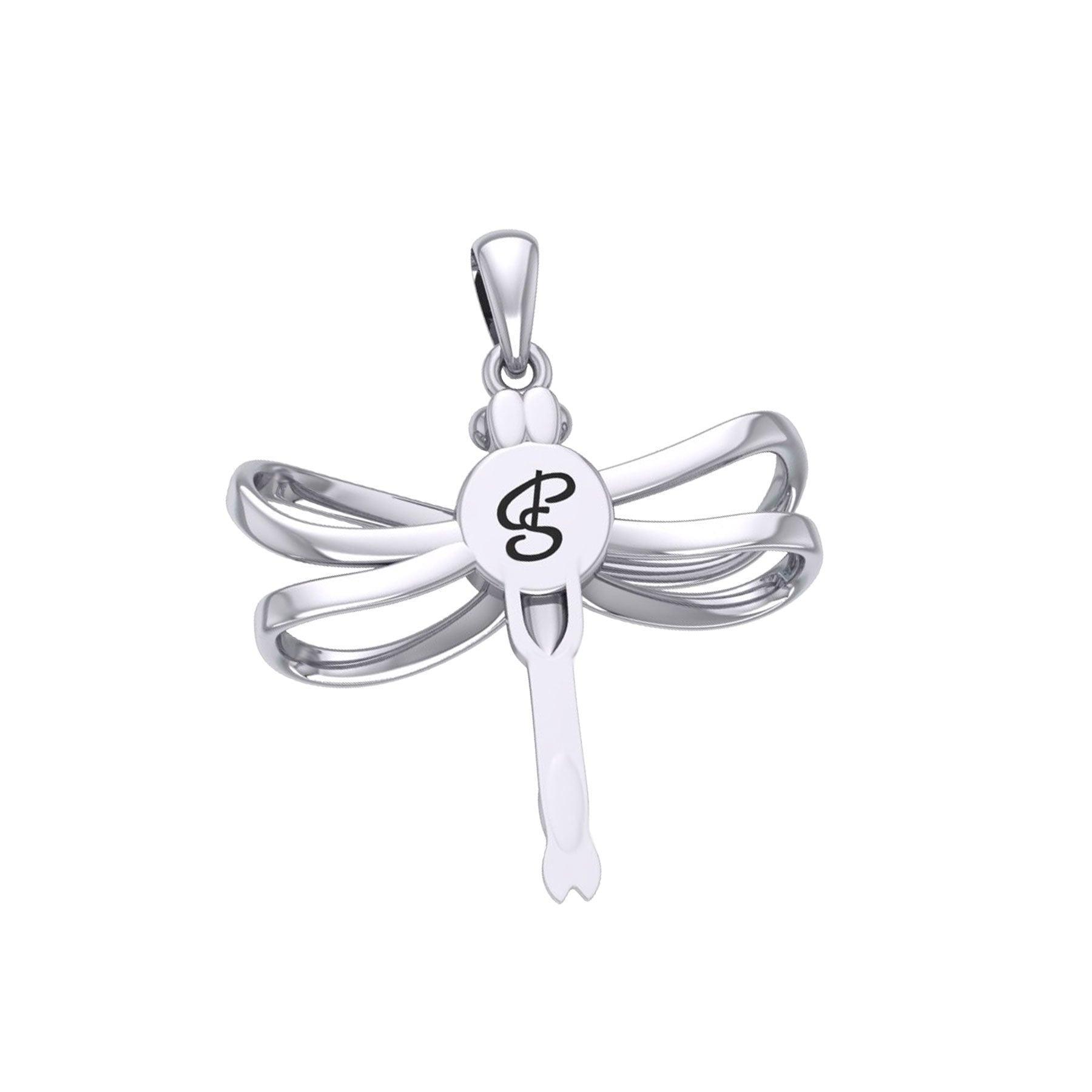 Ethereal Dragonfly Sterling Silver Pendant with Spiritual Gemstone by Peter Stone Jewelry - Divine Insect Symbolism for Spiritual Connection TPD6211 - peterstone.dropshipping