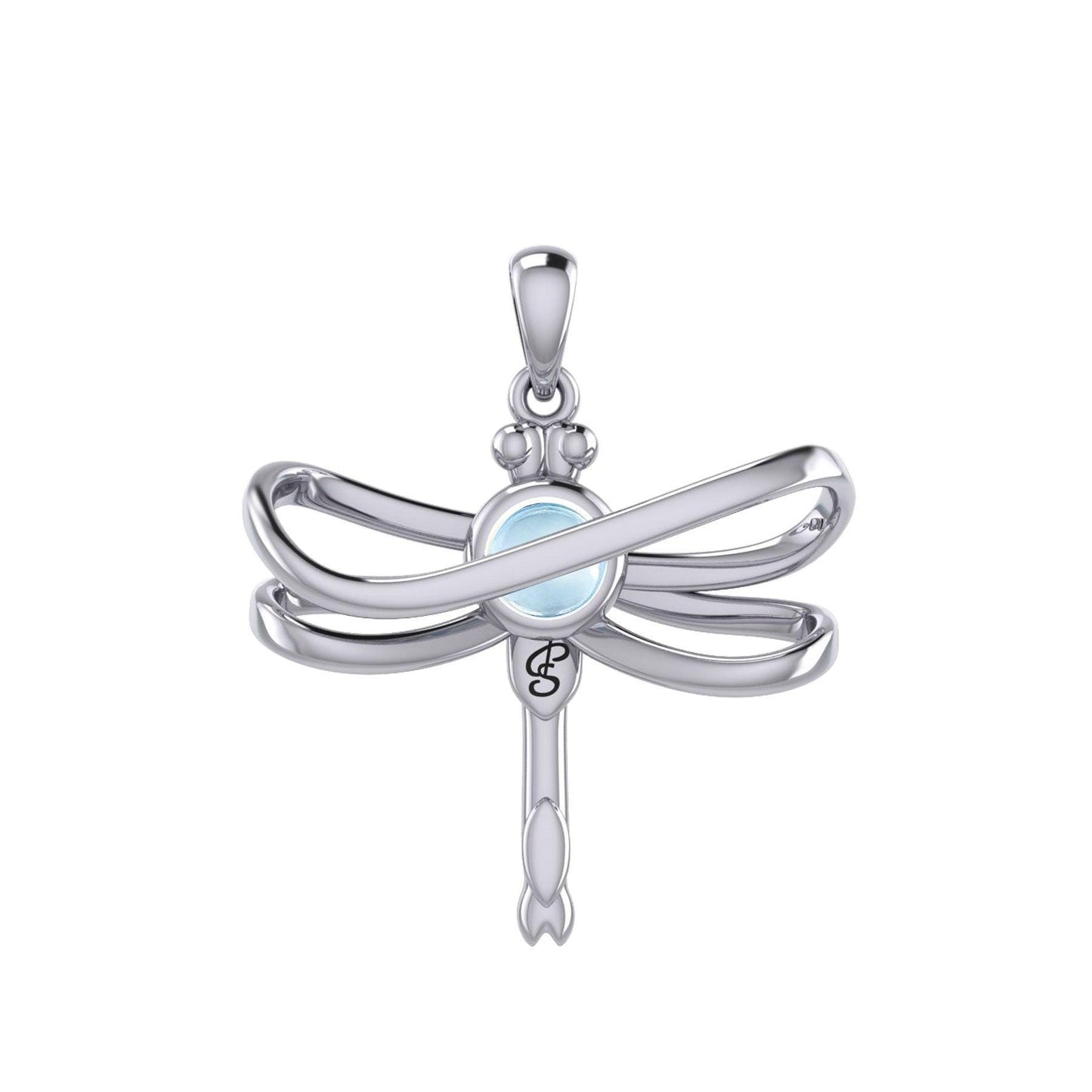Ethereal Dragonfly Sterling Silver Pendant with Spiritual Gemstone by Peter Stone Jewelry - Divine Insect Symbolism for Spiritual Connection TPD6211 - peterstone.dropshipping