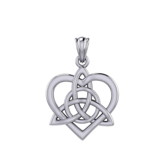Celtic Flowing Heart Triquetra Sterling Silver Pendant – Graceful Symbol of Love and Unity by Peter Stone Jewelry TPD6215 - peterstone.dropshipping