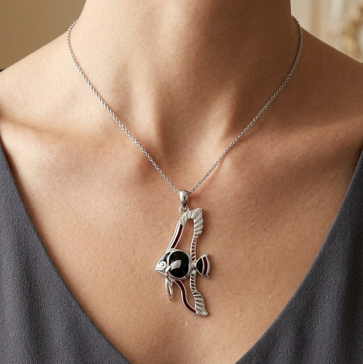 Pinnate Batfish Sterling Silver Pendant with Enamel TPD6235