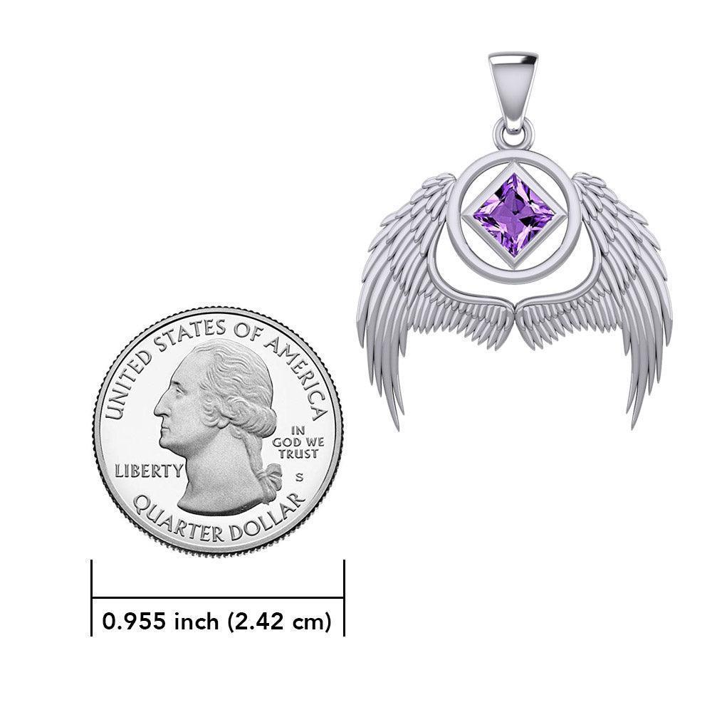 Angel Wings NA Recovery Silver Pendant with Gemstone TPD6242 - Wholesale Jewelry