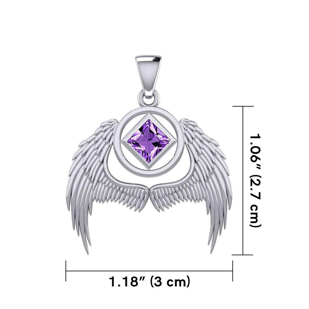 Angel Wings NA Recovery Silver Pendant with Gemstone TPD6242 - Wholesale Jewelry