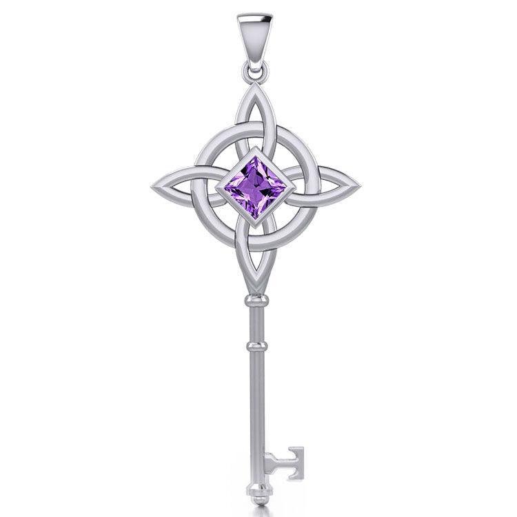 Celtic with NA Recovery Spiritual Key Pendant with Gemstone TPD6244 - Wholesale Jewelry