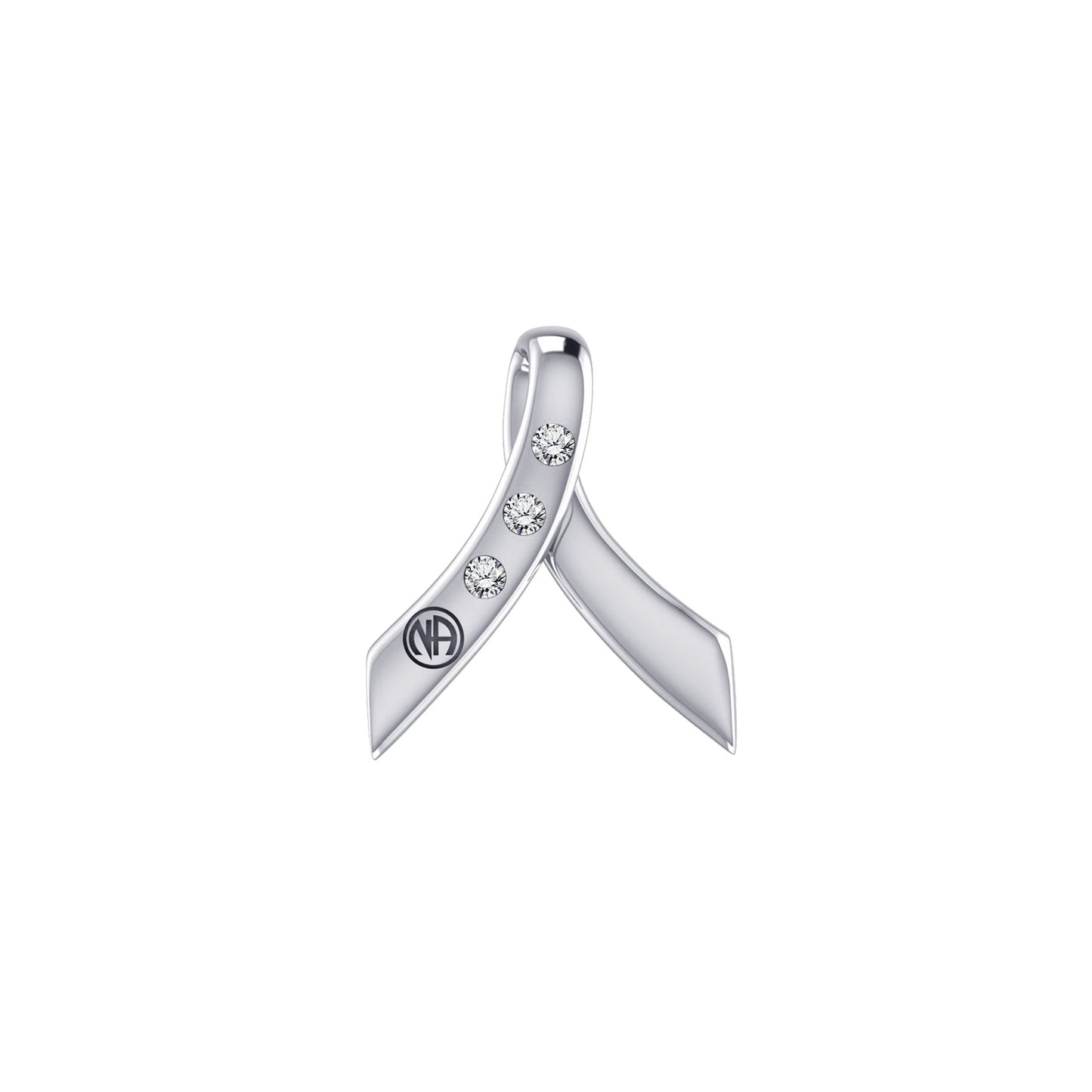 Ribbon with NA Recovery Symbol Sterling Silver Slider Pendant with Gems TPD6313