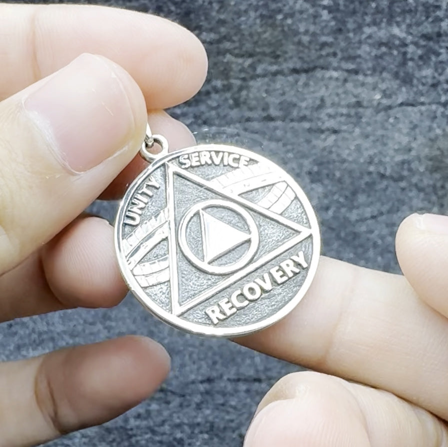 AA Recovery Tree of Life Double Sided Sterling Silver Pendant TPD6334