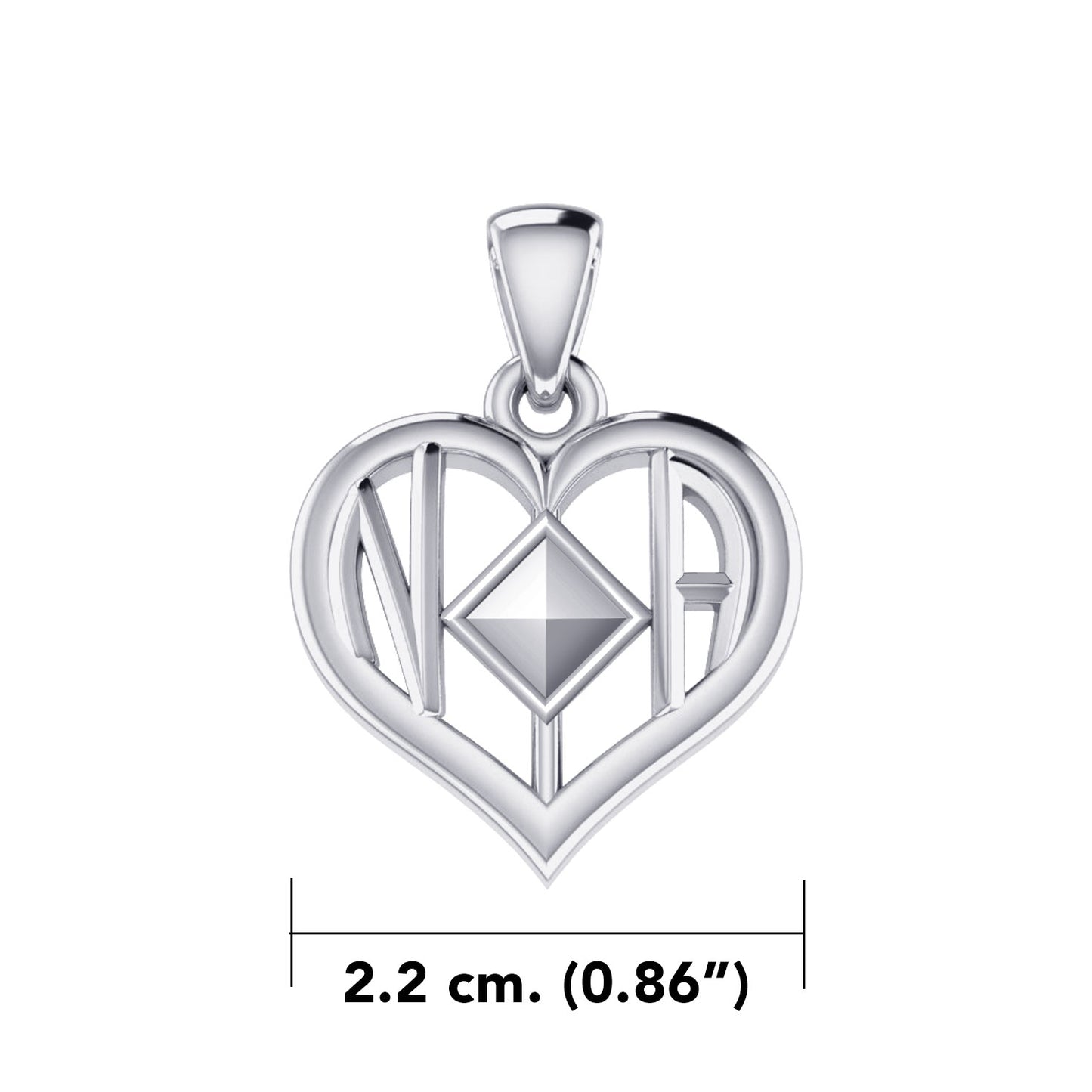 NA Recovery Symbol With Heart Sterling Silver Pendant TPD6349