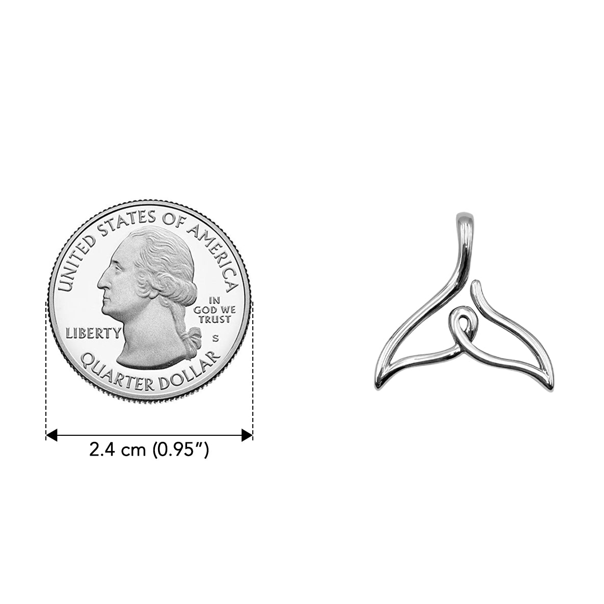 Whale Tail Minimal One Line Sterling Silver Pendant TPD6367