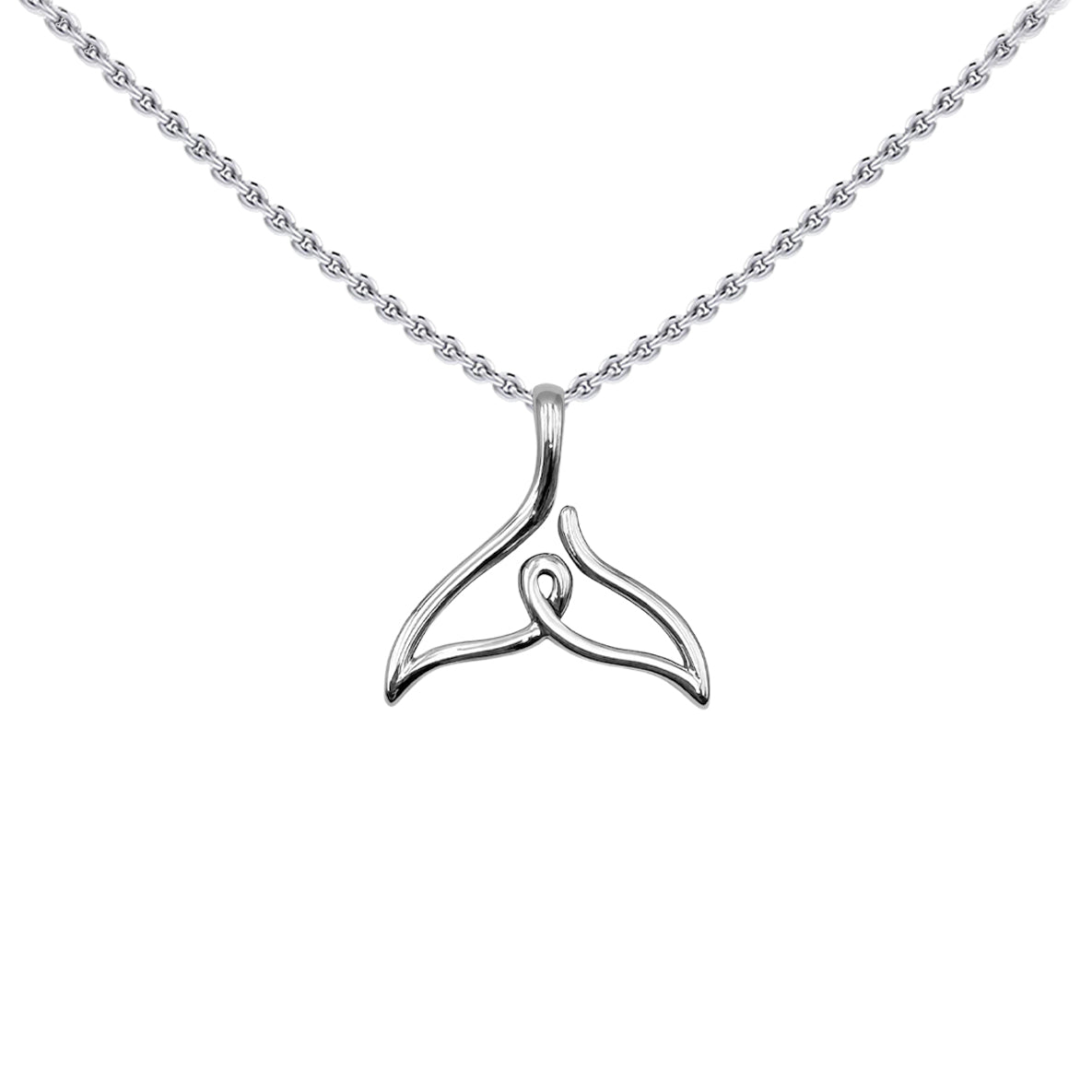 Whale Tail Minimal One Line Sterling Silver Pendant TPD6367