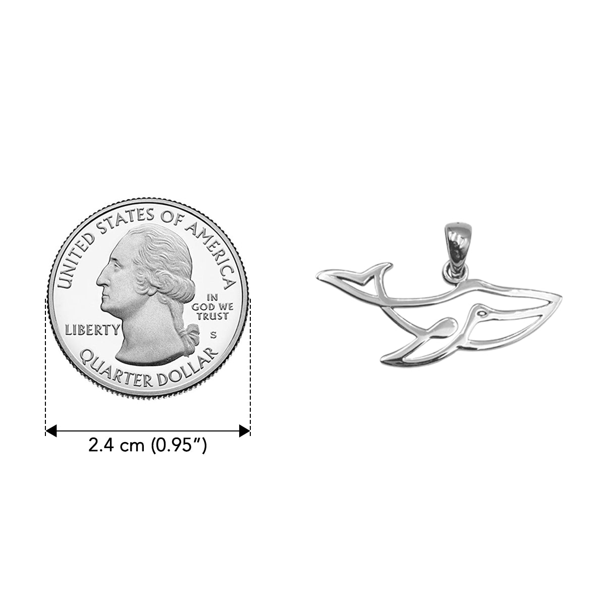 Whale Minimal One Line Sterling Silver Pendant TPD6368