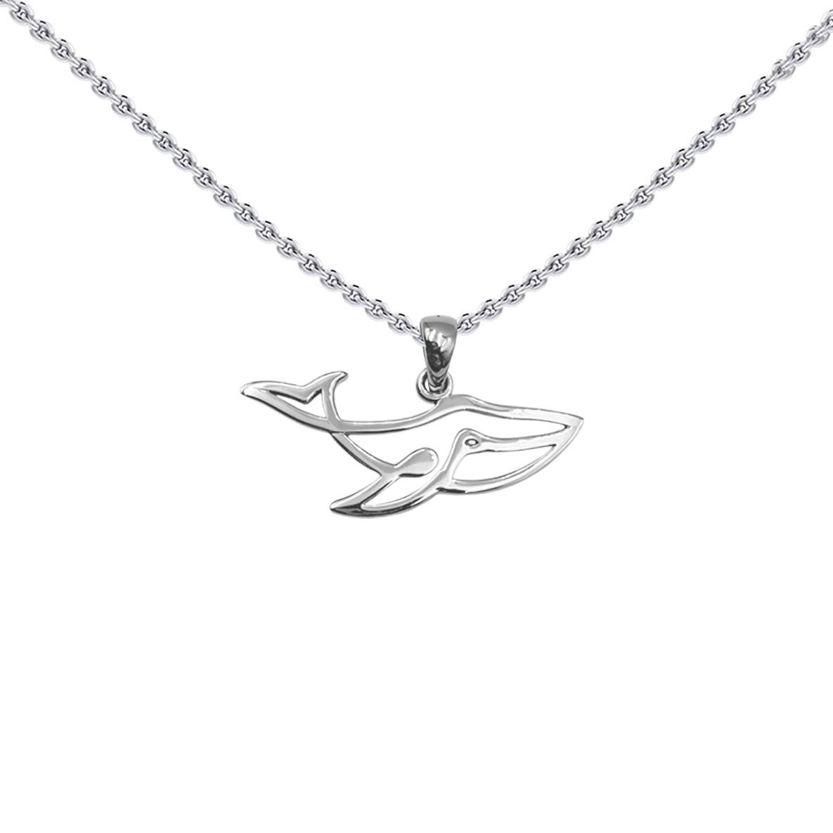Whale Minimal One Line Sterling Silver Pendant TPD6368