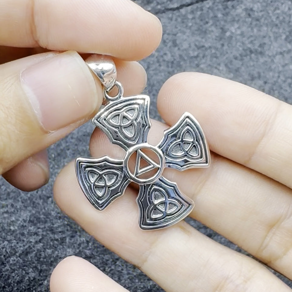 Templar Cross with AA Symbol Sterling Silver Pendant TPD6376