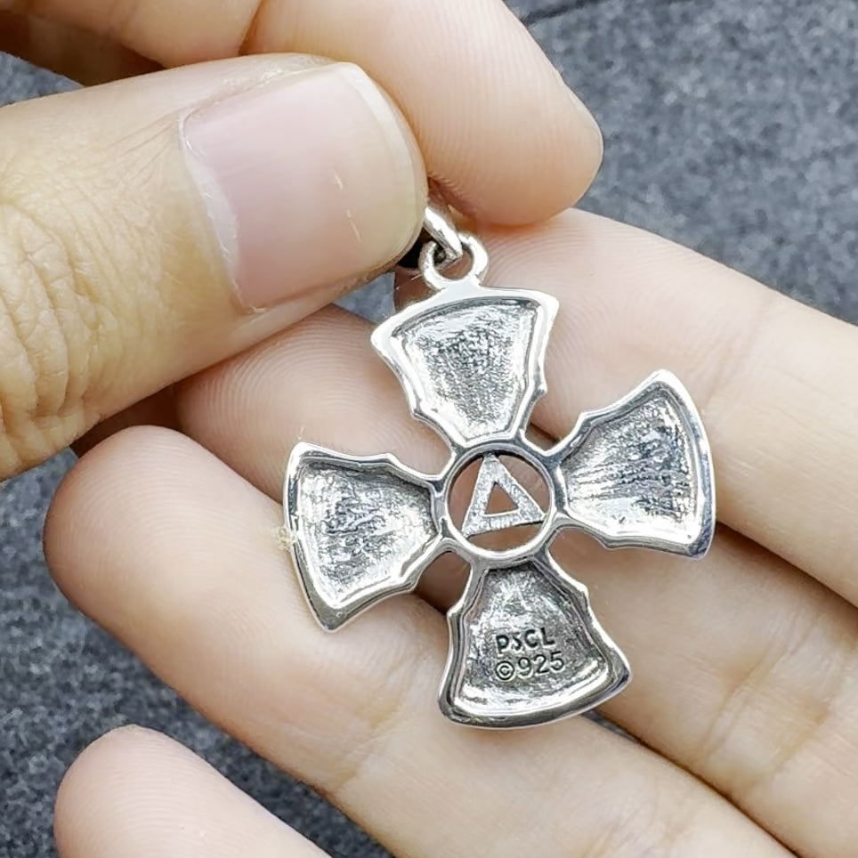 Templar Cross with AA Symbol Sterling Silver Pendant TPD6376