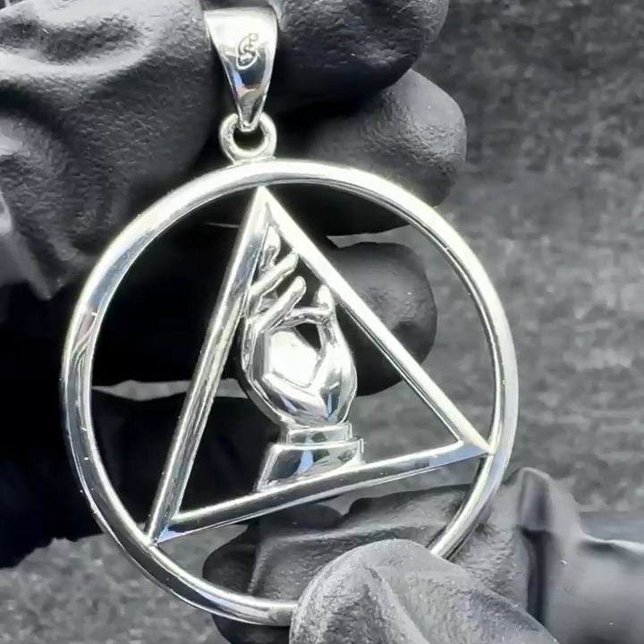 AA Recovery Symbol with Christogram Sterling Silver Pendant TPD6382