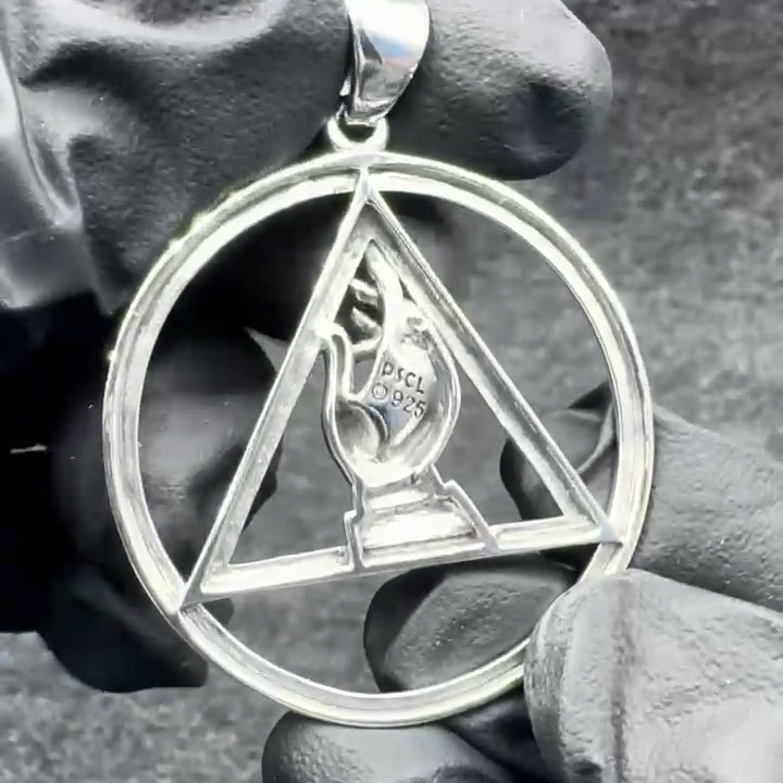 AA Recovery Symbol with Christogram Sterling Silver Pendant TPD6382