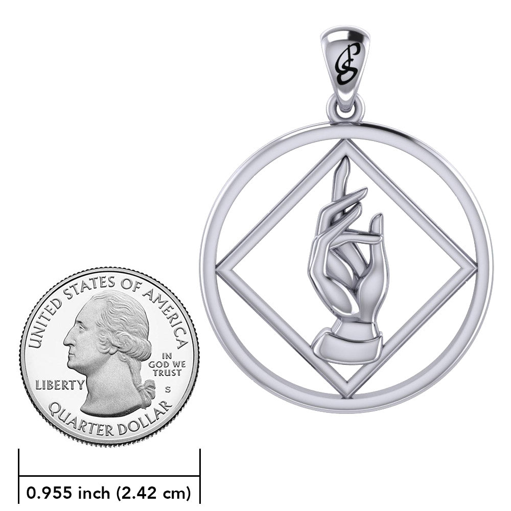 NA Recovery Symbol with Christogram Sterling Silver Pendant TPD6383