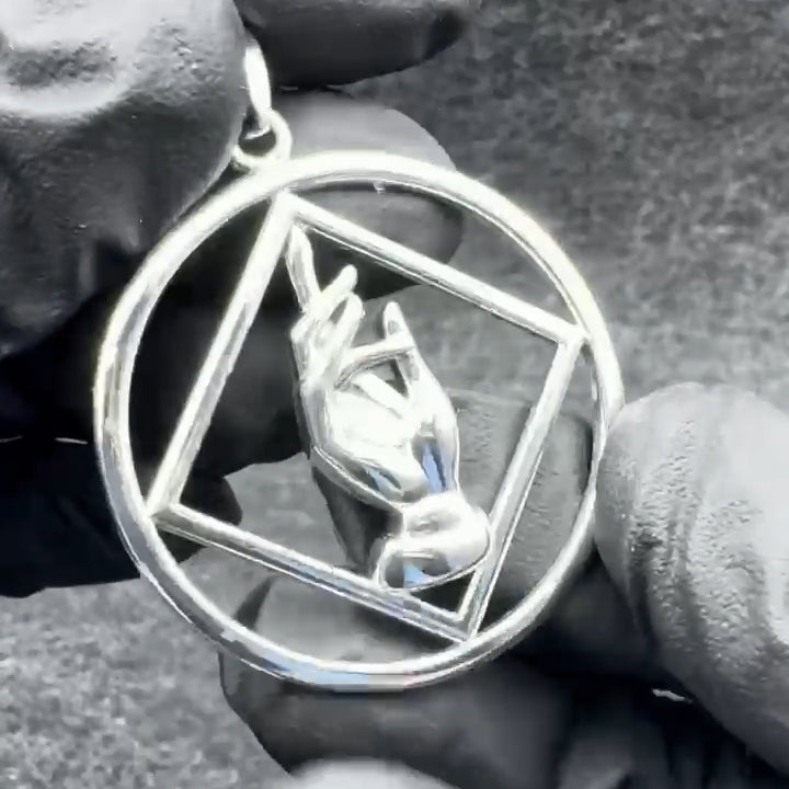 NA Recovery Symbol with Christogram Sterling Silver Pendant TPD6383