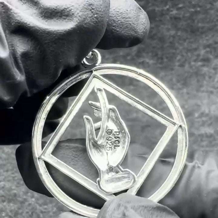 NA Recovery Symbol with Christogram Sterling Silver Pendant TPD6383