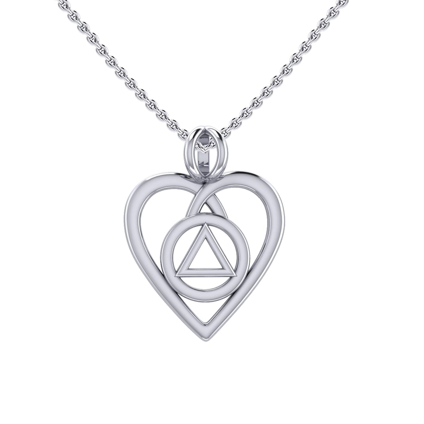 Heart with AA Recovery Symbol Sterling Silver Pendant TPD6387