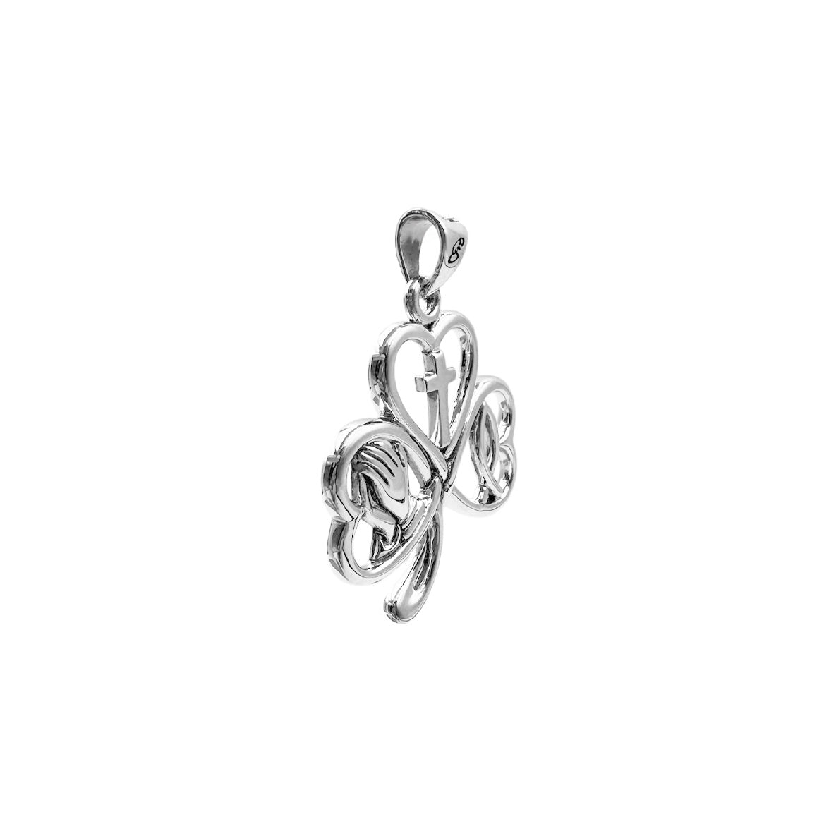 Shamrock with Faith Symbols Sterling Silver Pendant TPD6393