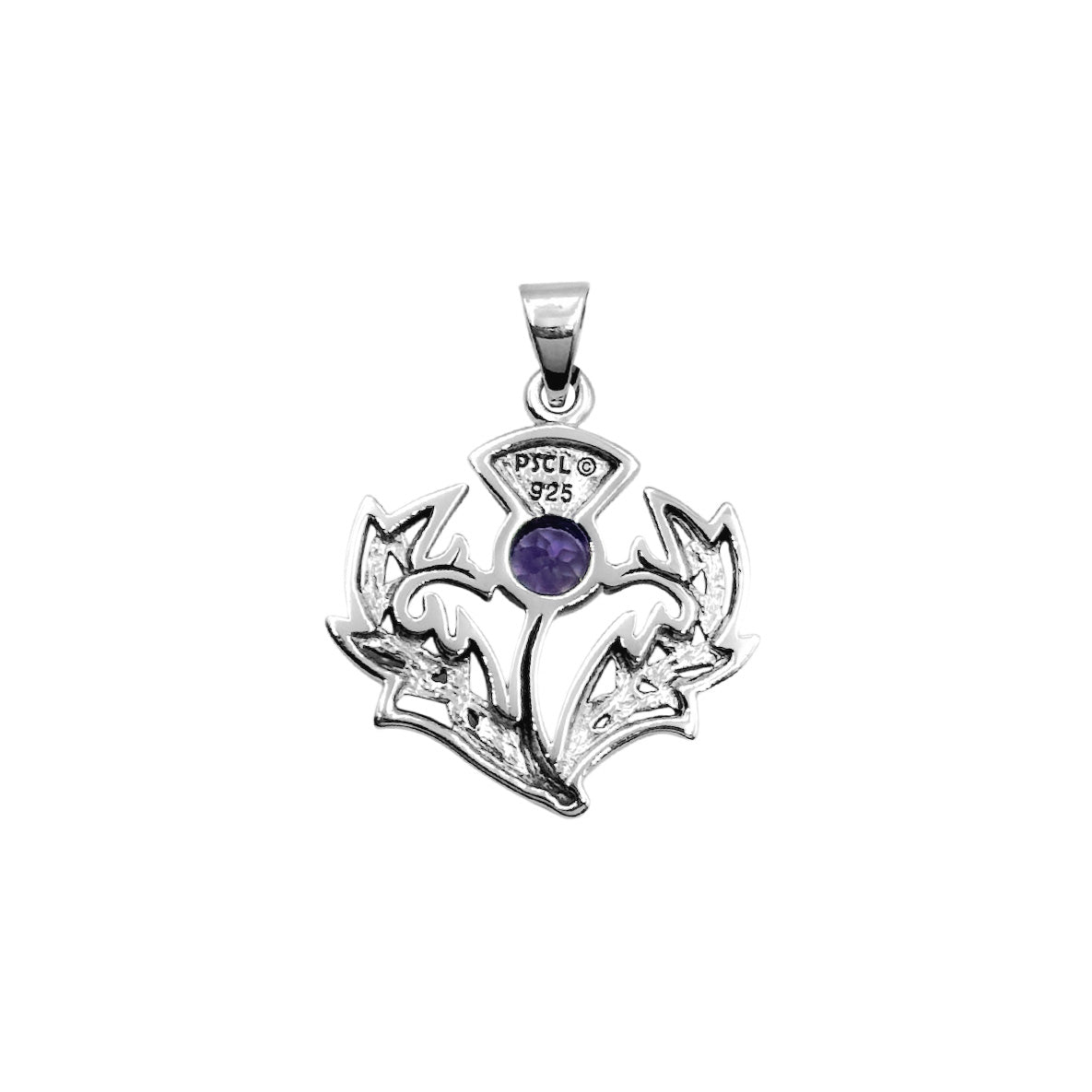 Celtic Thistle Sterling Silver Pendant with Gemstone TPD6394
