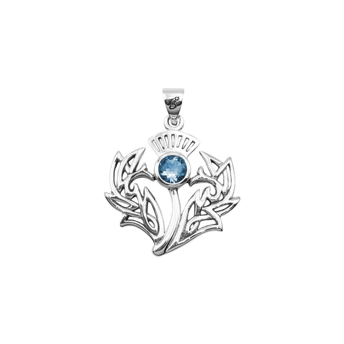 Celtic Thistle Sterling Silver Pendant with Gemstone TPD6394