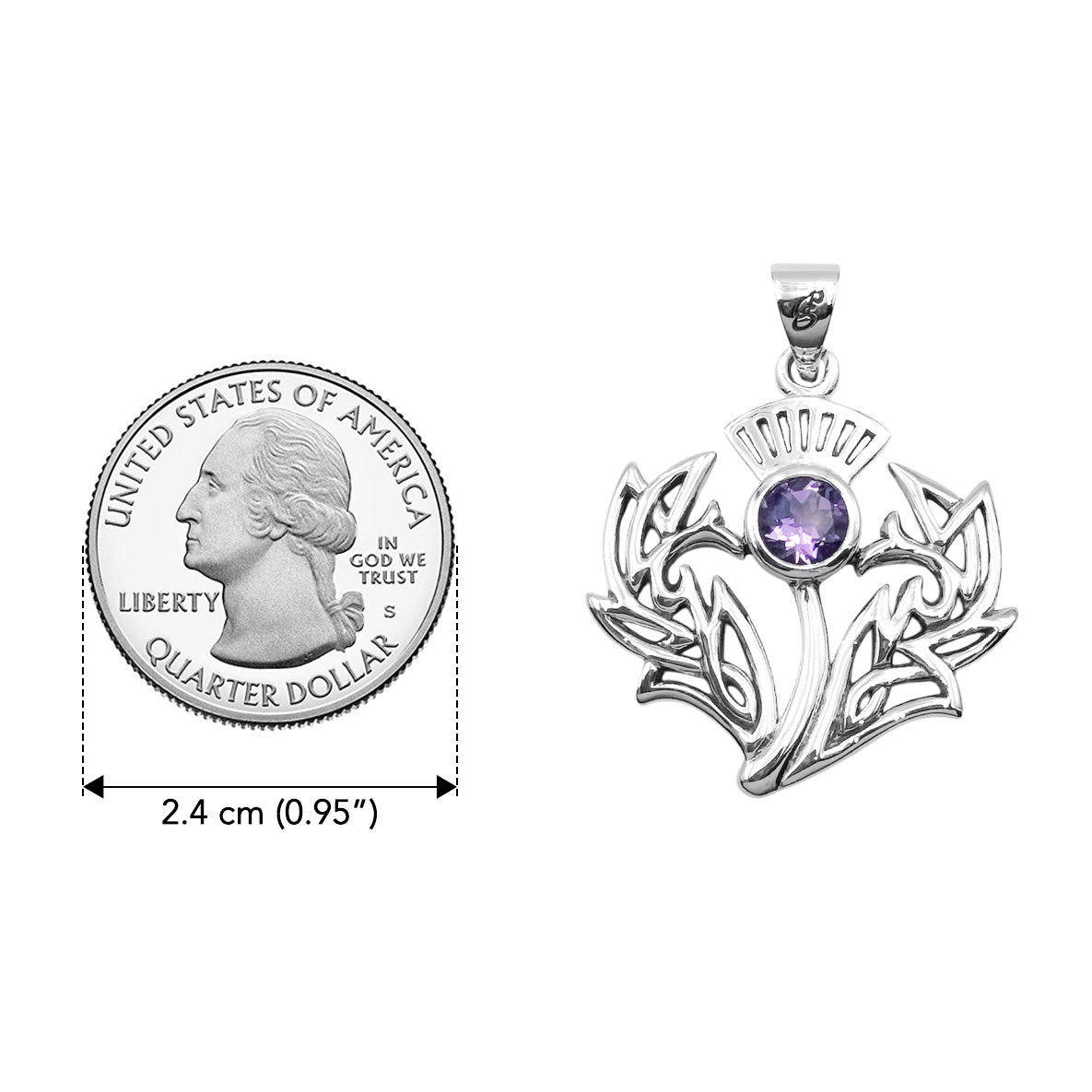 Celtic Thistle Sterling Silver Pendant with Gemstone TPD6394