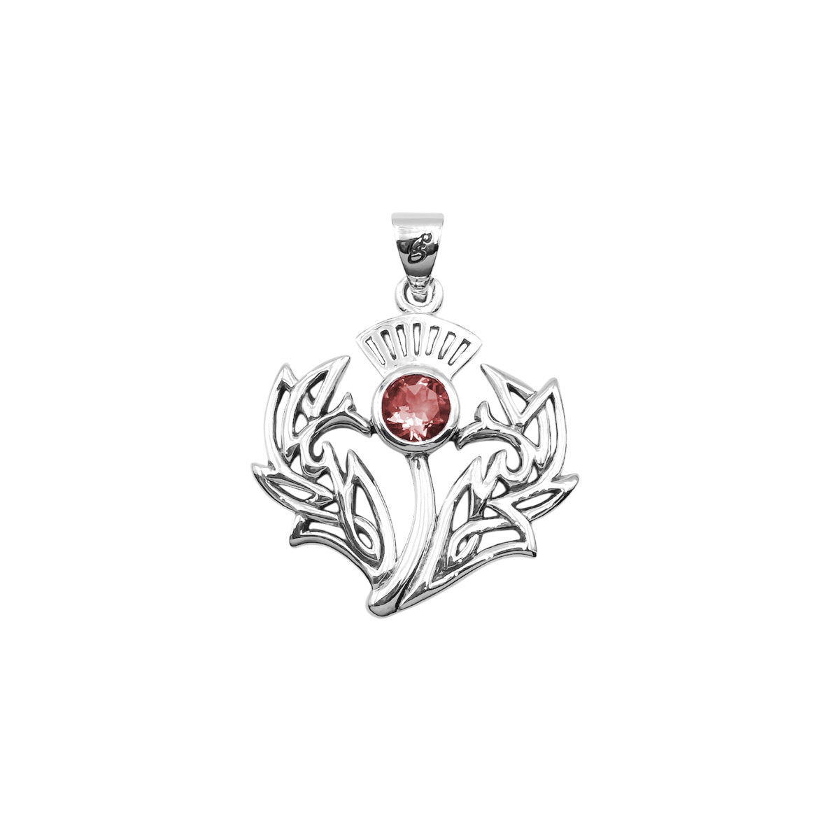 Celtic Thistle Sterling Silver Pendant with Gemstone TPD6394