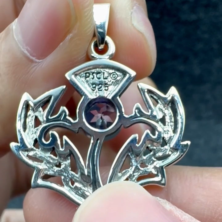 Celtic Thistle Sterling Silver Pendant with Gemstone TPD6394