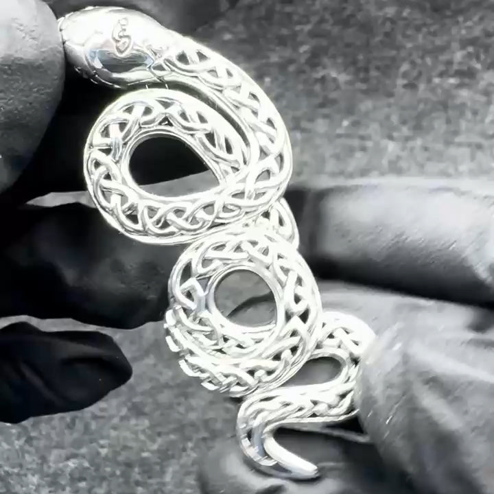 Celtic Snake Sterling Silver Pendant – A Symbol of Transformation and Wisdom TPD6395