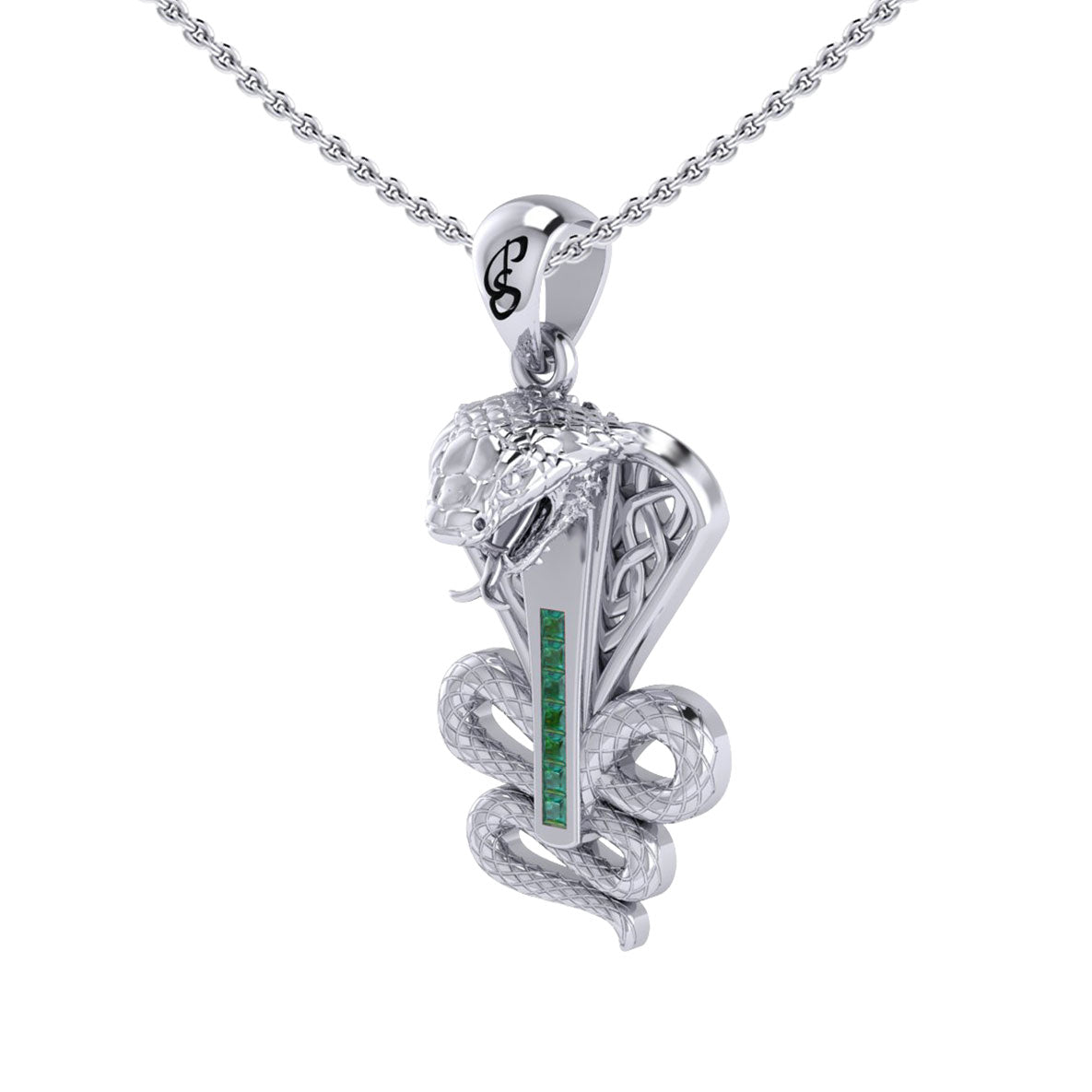 Celtic Spirit Snake with Gemstones Sterling Silver Pendant TPD6411