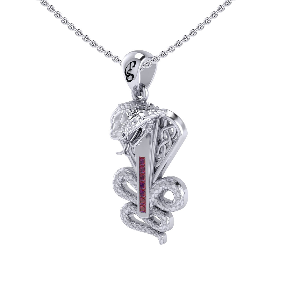 Celtic Spirit Snake with Gemstones Sterling Silver Pendant TPD6411