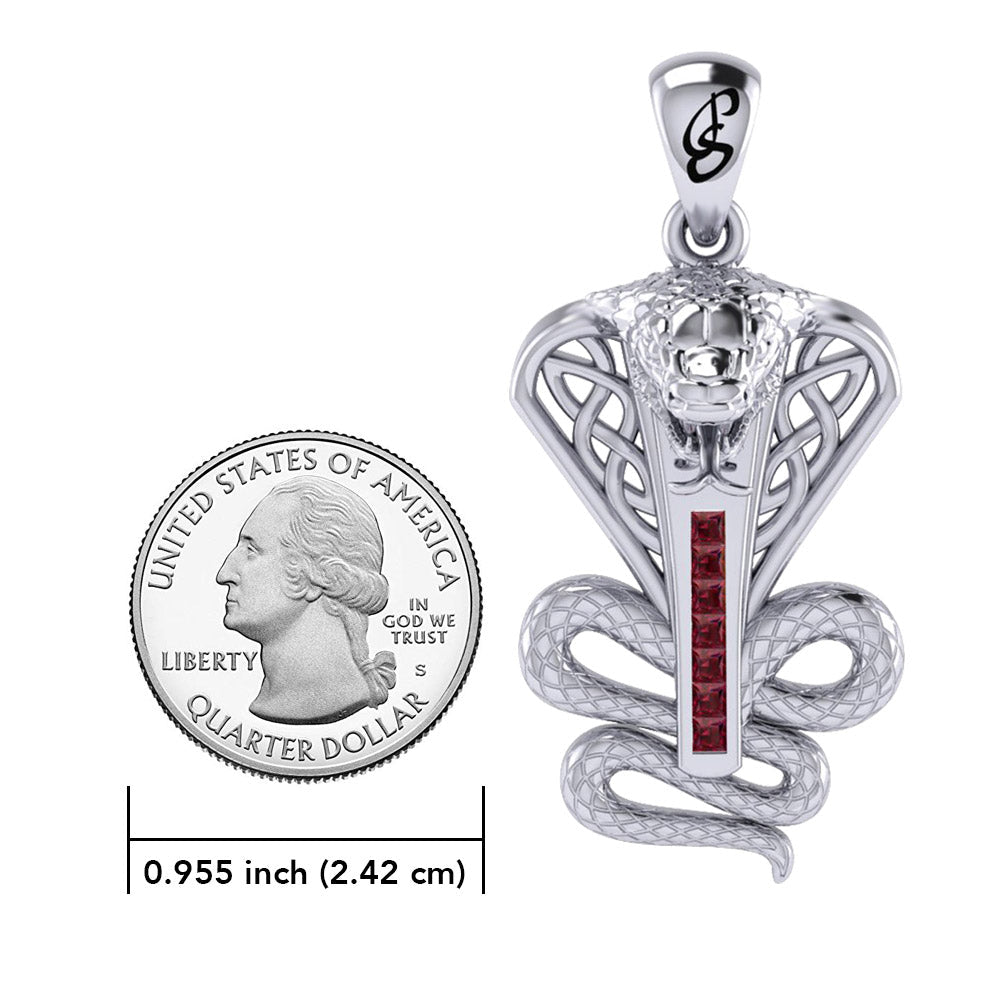 Celtic Spirit Snake with Gemstones Sterling Silver Pendant TPD6411