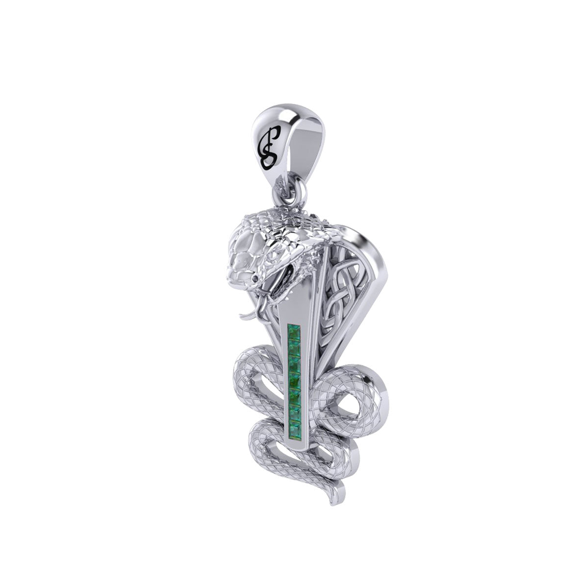 Celtic Spirit Snake with Gemstones Sterling Silver Pendant TPD6411