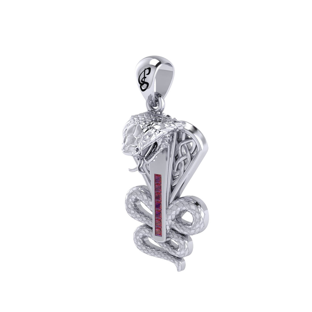 Celtic Spirit Snake with Gemstones Sterling Silver Pendant TPD6411