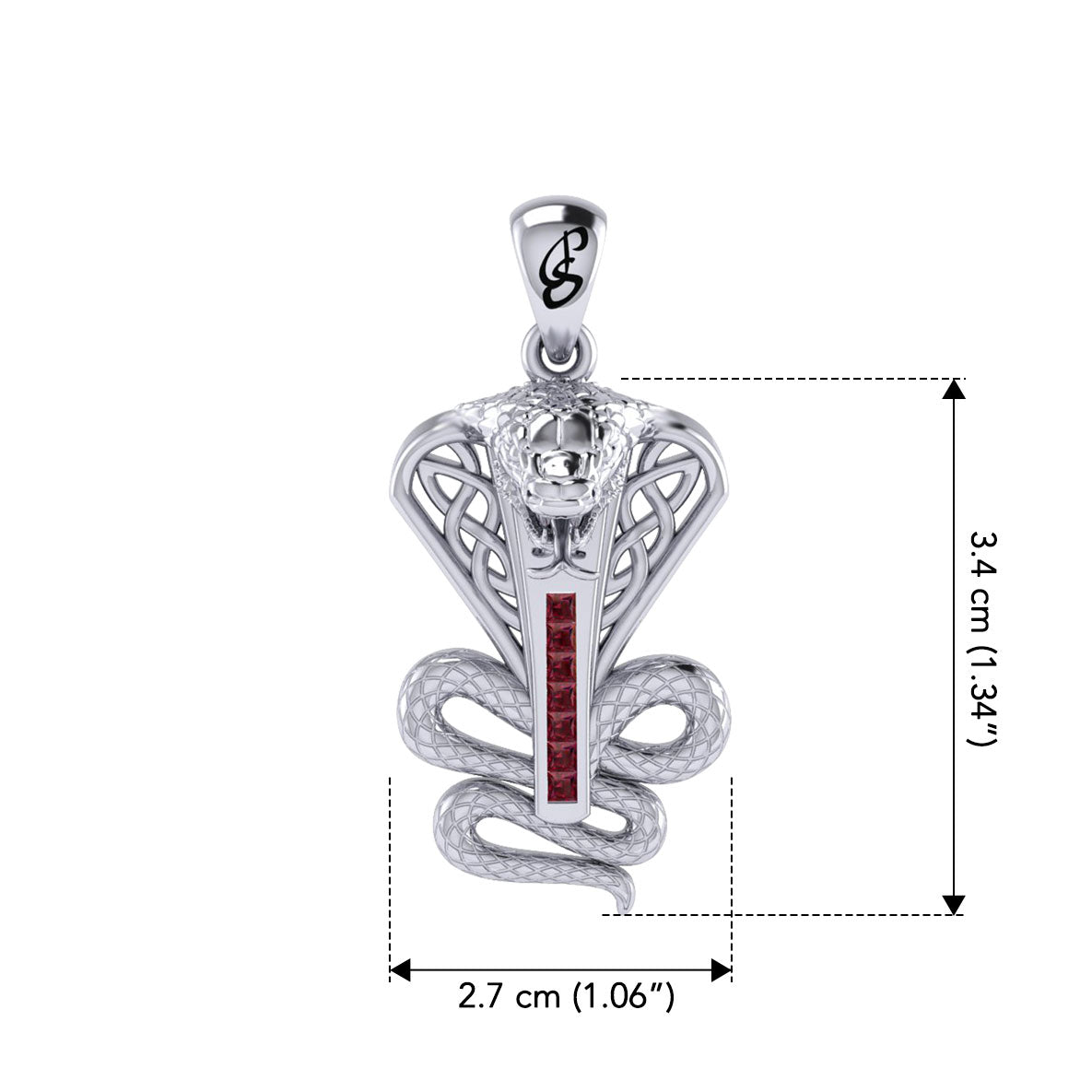 Celtic Spirit Snake with Gemstones Sterling Silver Pendant TPD6411