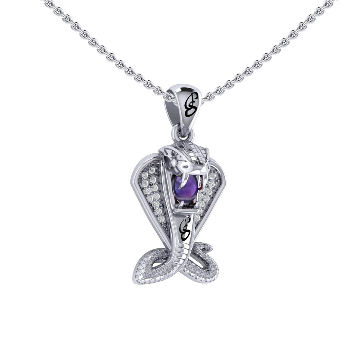 Cobra Snake Sterling Silver Pendant with Gem TPD6427 by TPD6427