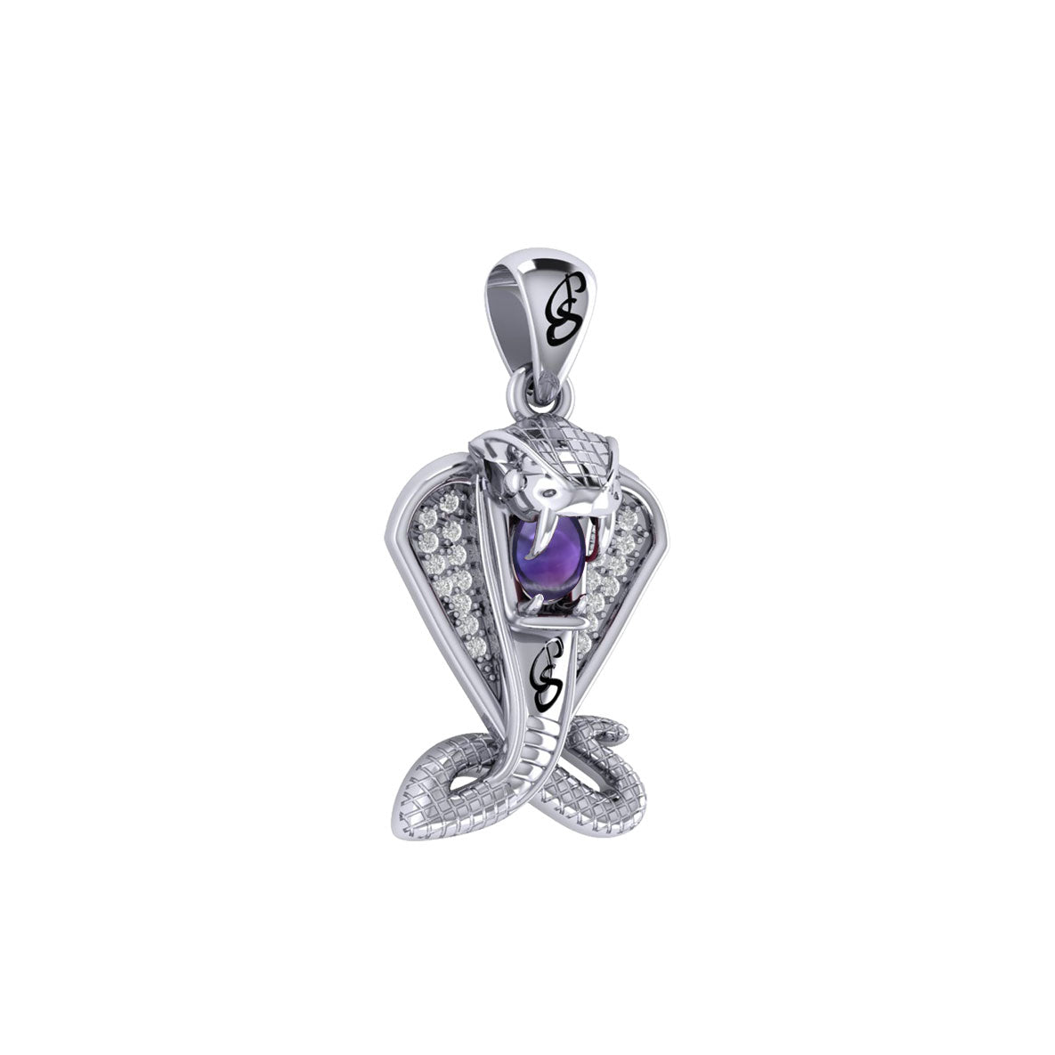 Cobra Snake Sterling Silver Pendant with Gem TPD6427 by TPD6427