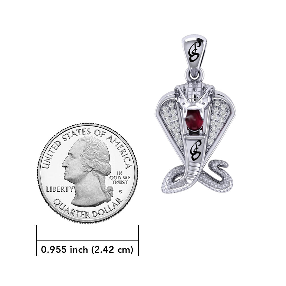 Cobra Snake Sterling Silver Pendant with Gem TPD6427 by TPD6427