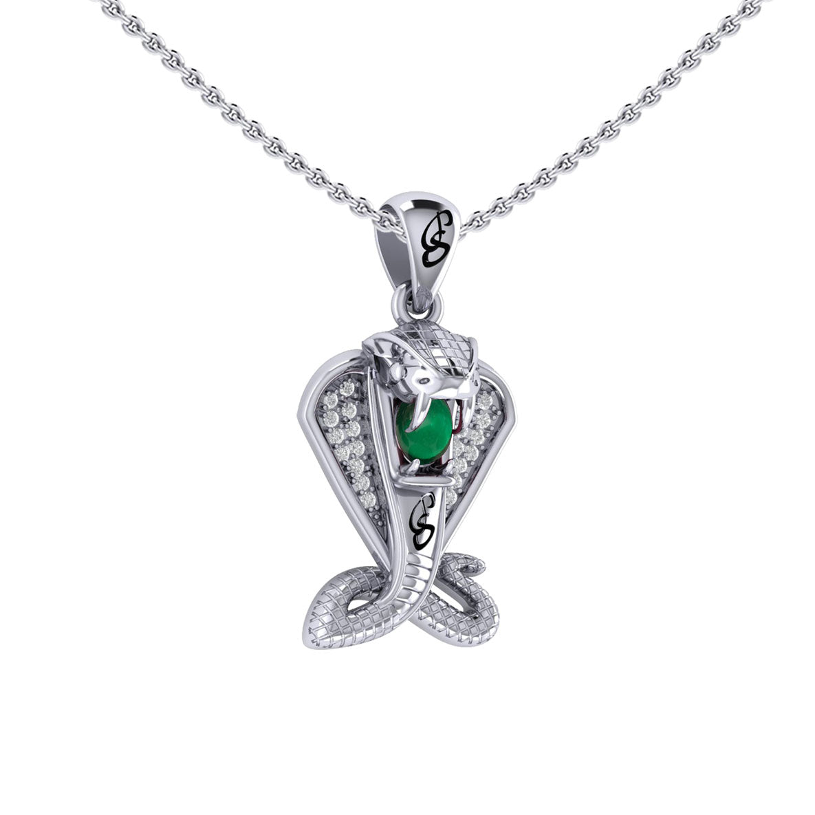 Cobra Snake Sterling Silver Pendant with Gem TPD6427 by TPD6427